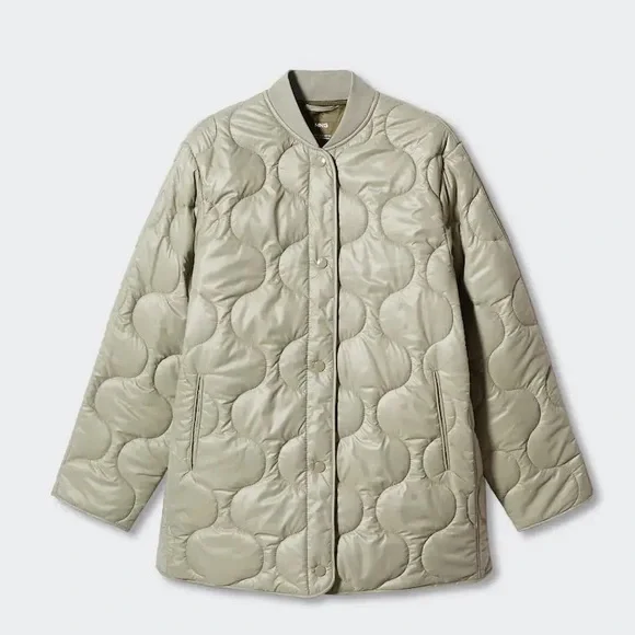 Mango MNG satin quilted padded blogger favorite puffer jacket water repellent - Picture 5 of 9